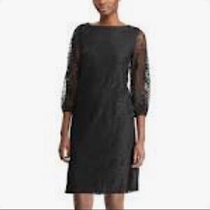 Chaps Petite Black Lace Sheath Dress